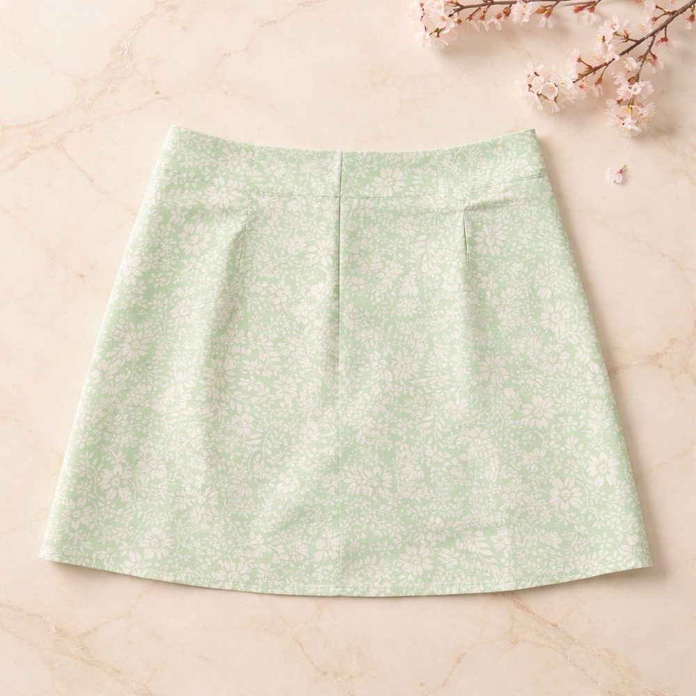Billabong Women's Floral Mini Skirt Mint Green White Size 27 Surf Y2K Summer